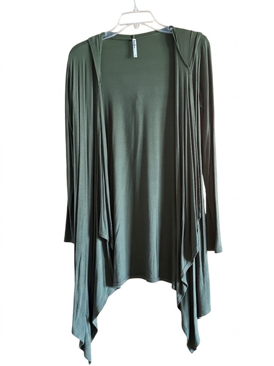 Azules Sweaters - Azules Olive Green Hooded Draped Cardigan